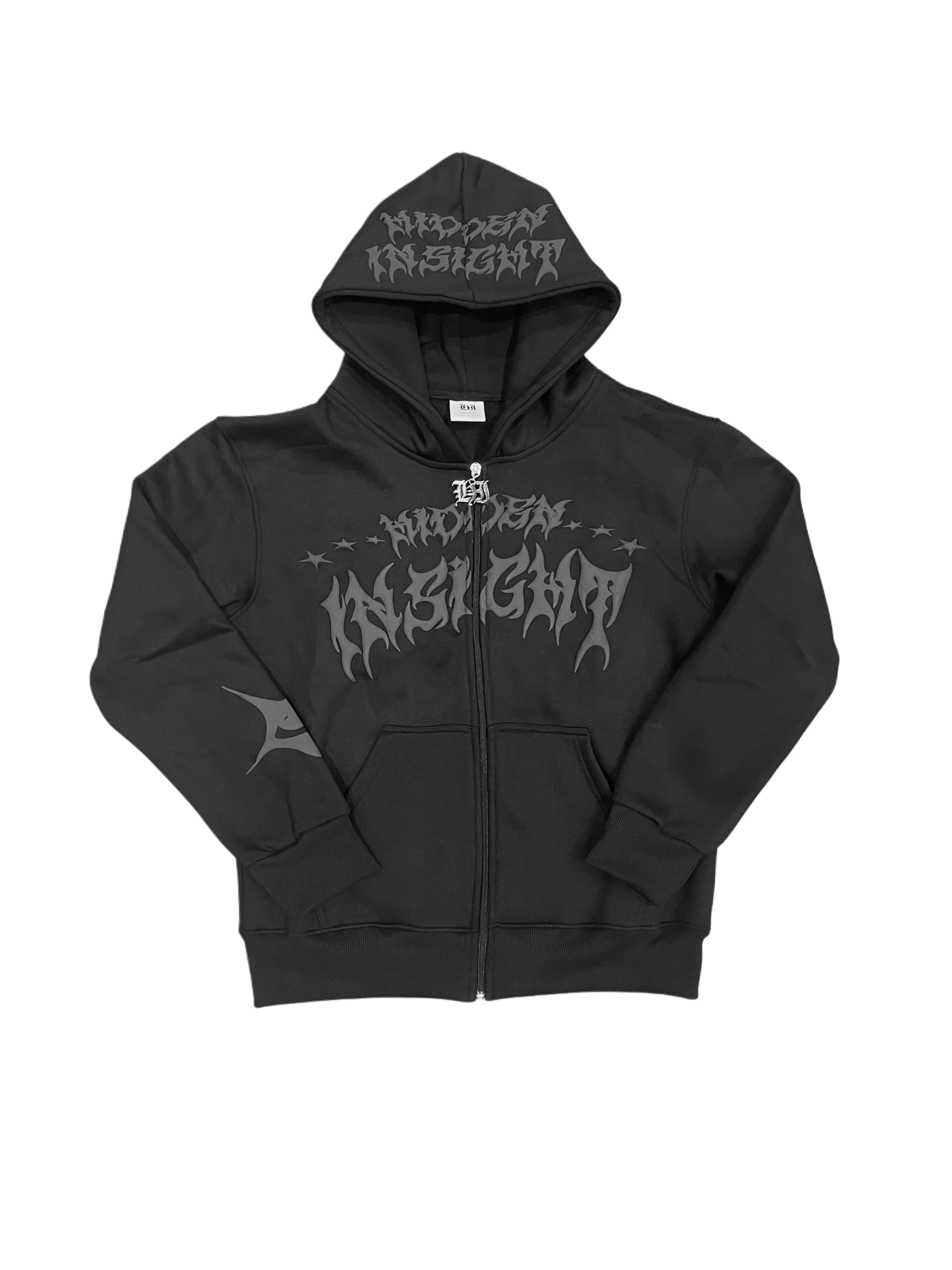 BLACK SIGNATURE ZIPPER HOODIE
