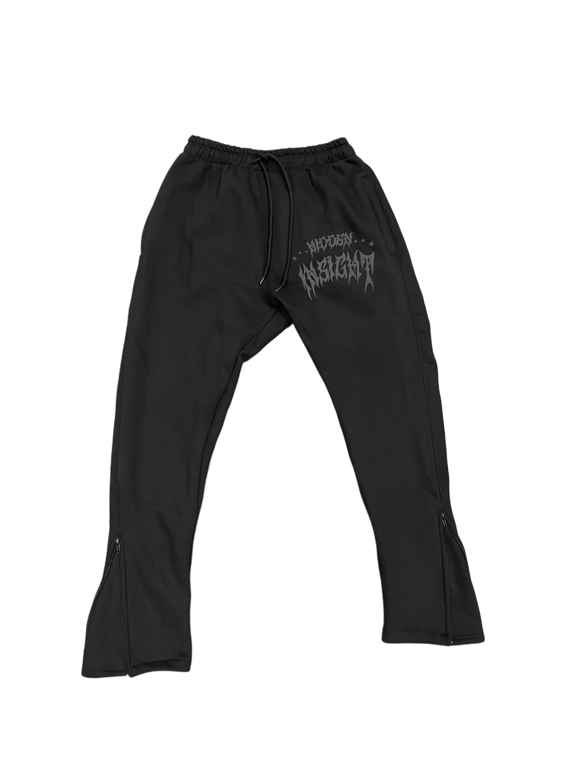 BLACK SIGNATURE ZIPPER JOGGERS