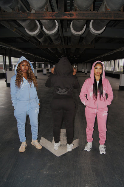 BLUE SIGNATURE ZIPPER TRACKSUIT + BEANIE SET