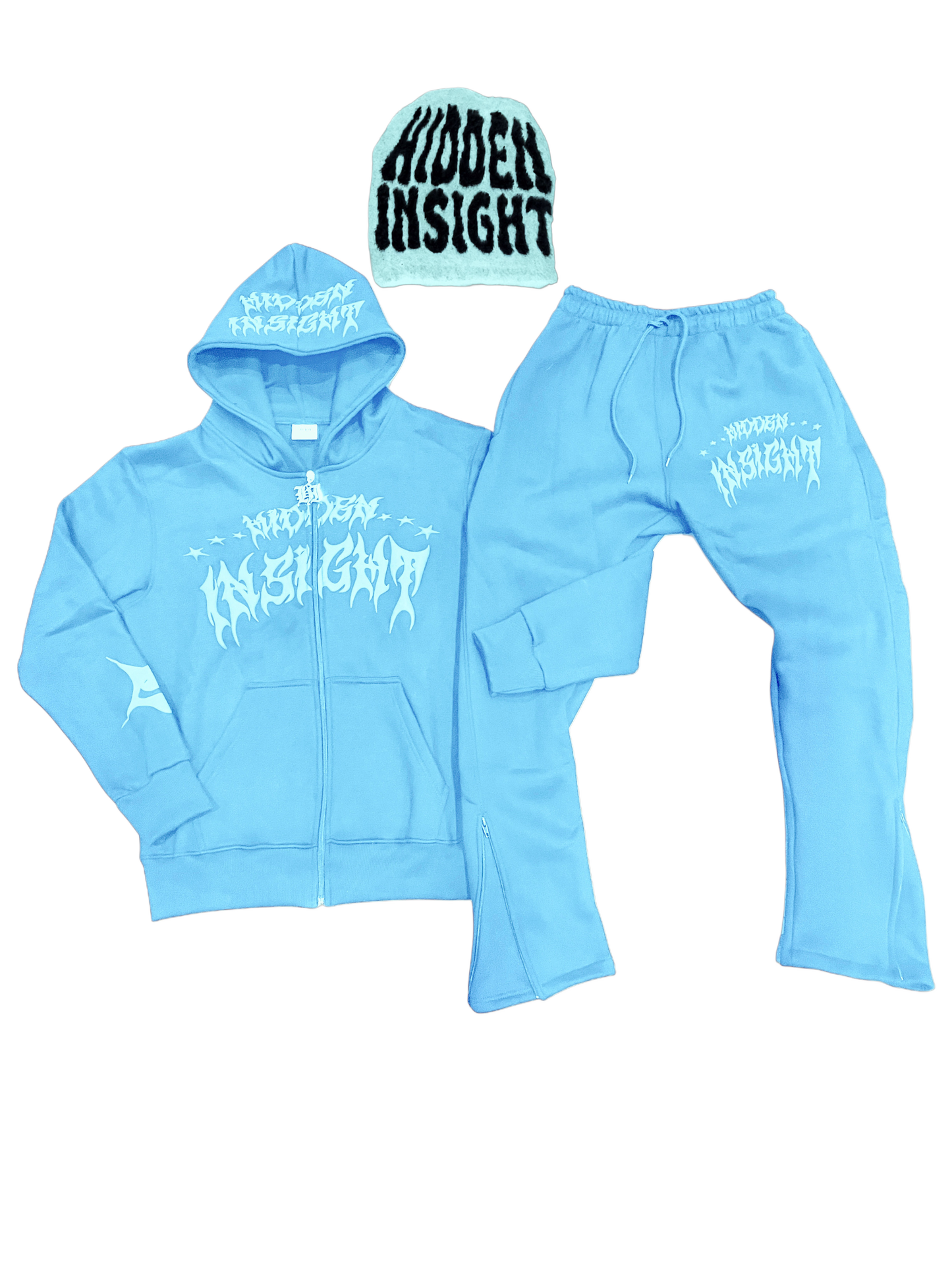 BLUE SIGNATURE ZIPPER TRACKSUIT + BEANIE SET
