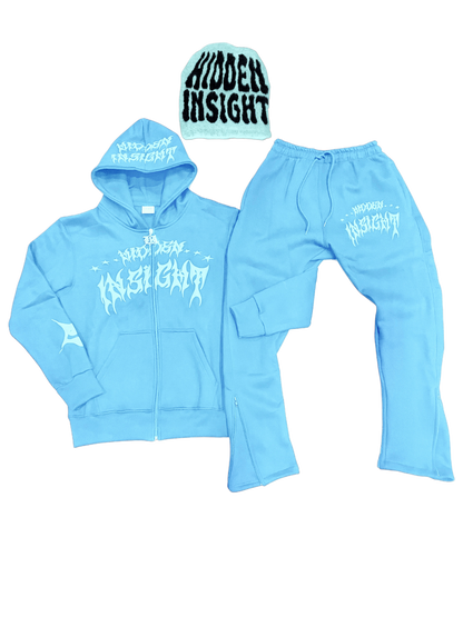 BLUE SIGNATURE ZIPPER TRACKSUIT + BEANIE SET