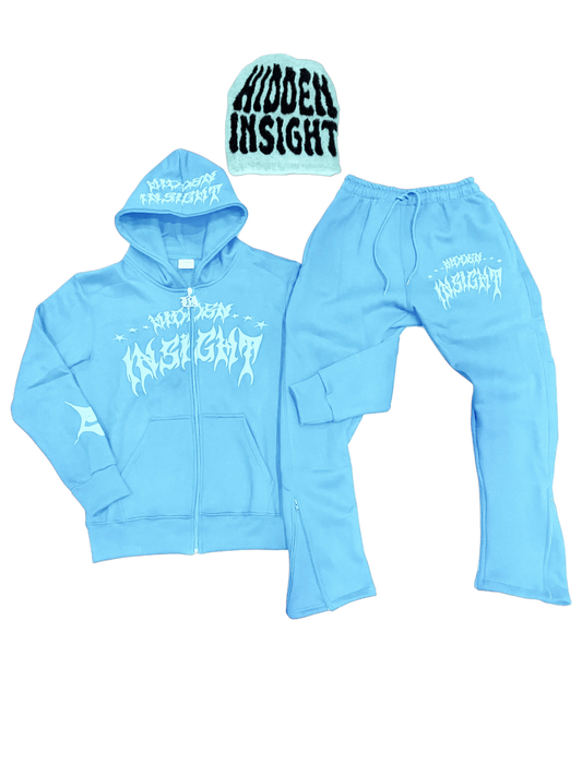 BLUE SIGNATURE ZIPPER TRACKSUIT + BEANIE SET